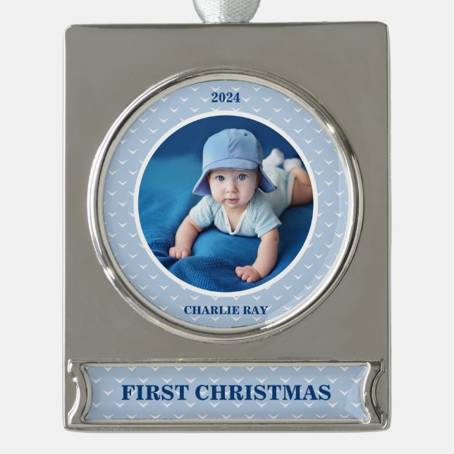 Adorno Con Rótulo Plateado Apreciar el momento: Primera foto de Navidades de  (Anverso)