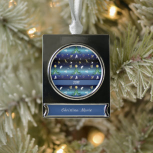 Adorno Con Rótulo Plateado Árbol de Navidad de Baloncesto