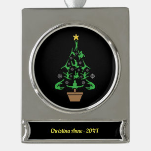 Adorno Con Rótulo Plateado Árbol de Navidad Gimnasia chica