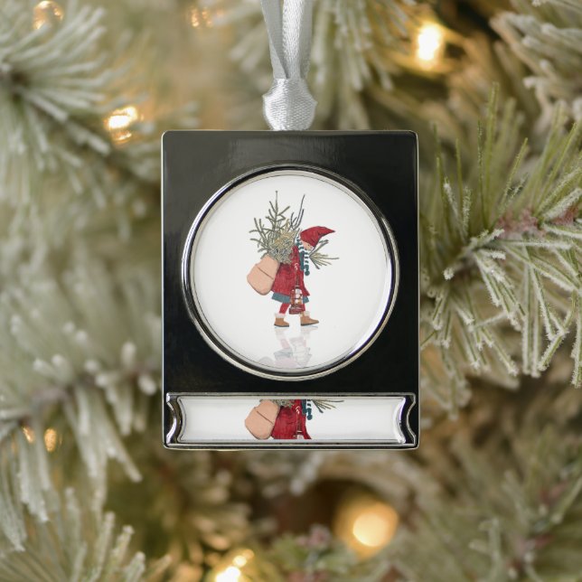 Adorno Con Rótulo Plateado Art Banner Ornament – Little Winter Helper (Árbol)