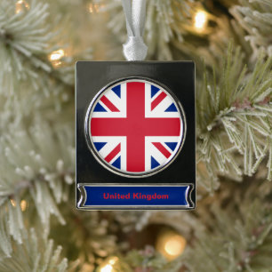 Adorno Con Rótulo Plateado Bandera de la Union Jack del Reino Unido de Coloni
