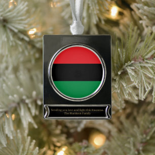 Adorno Con Rótulo Plateado Bandera panafricana UNIA Kwanzaa personalizada