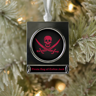 Adorno Con Rótulo Plateado Bandera pirata de Crimson Skull & Swords Jack en C