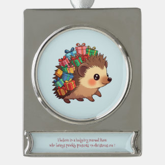 Adorno Con Rótulo Plateado Banner Ornament