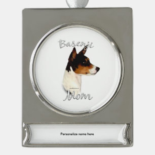 Adorno Con Rótulo Plateado Basenji Mom 2