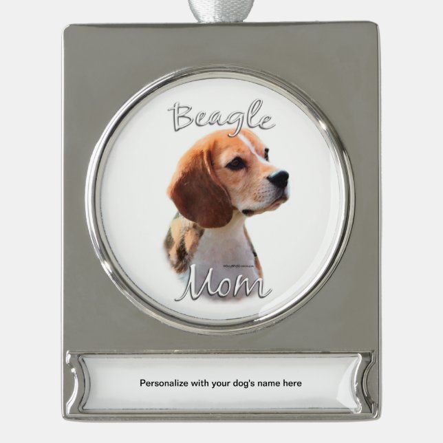 Adorno Con Rótulo Plateado Beagle Mom 2 (Anverso)