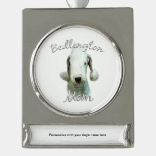 Adorno Con Rótulo Plateado Bedlington Terrier Mom 2