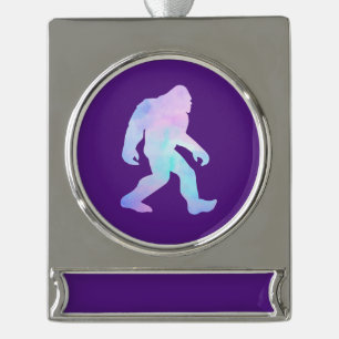 Adorno Con Rótulo Plateado Bigfoot acuarela      