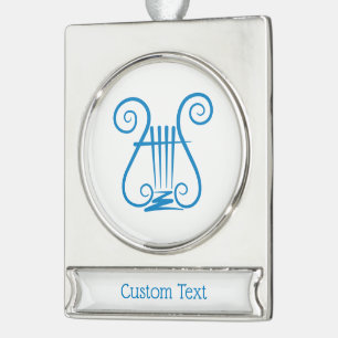 Adorno Con Rótulo Plateado Blue Lyre