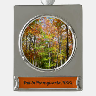 Adorno Con Rótulo Plateado Bosque de otoño II Fotografía de paisaje otoñal