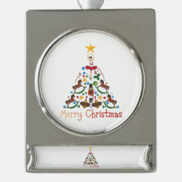 Adorno Con Rótulo Plateado Caballo de rock de navidad