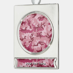 Adorno Con Rótulo Plateado Camuflaje rosa