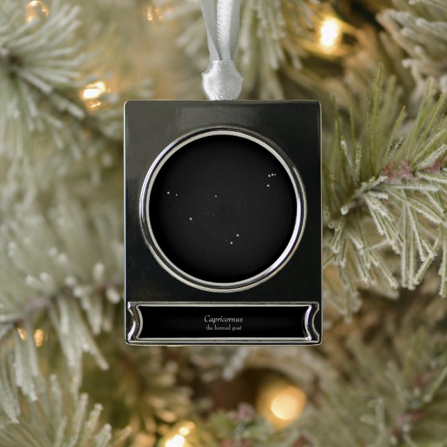 Adorno Con Rótulo Plateado Capricornus Constellation (Árbol)