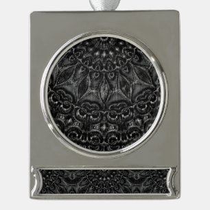 Adorno Con Rótulo Plateado Carbón Mandala