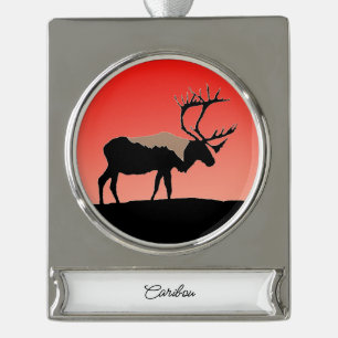 Adorno Con Rótulo Plateado Caribou at Sunset - Arte original de la vida salva