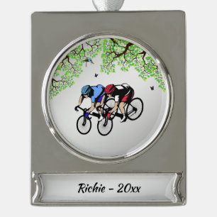 Adorno Con Rótulo Plateado Carrera de bicicletas personal