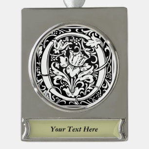 Adorno Con Rótulo Plateado Carta O Monograma Medieval Art Nouveau