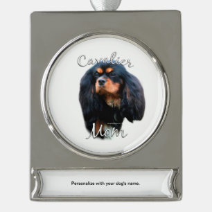Adorno Con Rótulo Plateado Cavalier King Charles Spaniel Mom 2