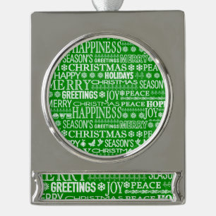 Adorno Con Rótulo Plateado Chalk Ahogó Navidades Saludando En Blanco Y Verde