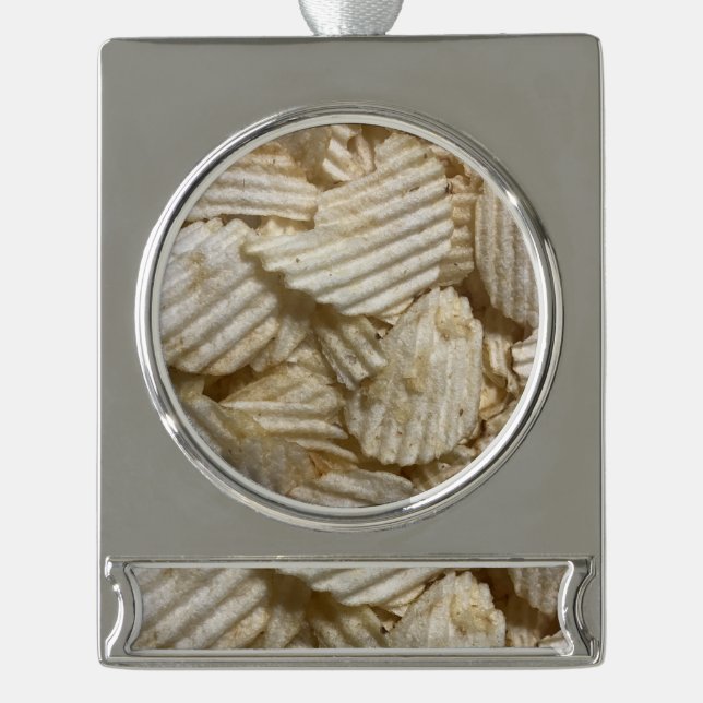 Adorno Con Rótulo Plateado Chips de papa (Anverso)