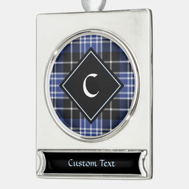 Adorno Con Rótulo Plateado Clan Clark Tartan (Izquierda)