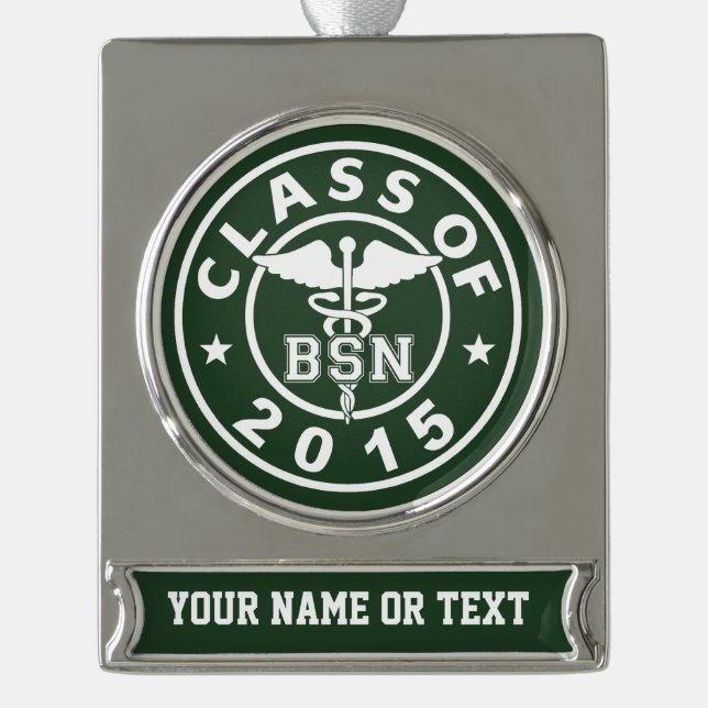 Adorno Con Rótulo Plateado Clase De BSN 2015 (Anverso)