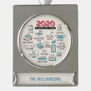 Adorno Con Rótulo Plateado Conmemoración de Navidades de cuarentena personali