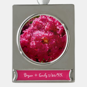 Adorno Con Rótulo Plateado Crepe Myrtle Tree Magenta Floral