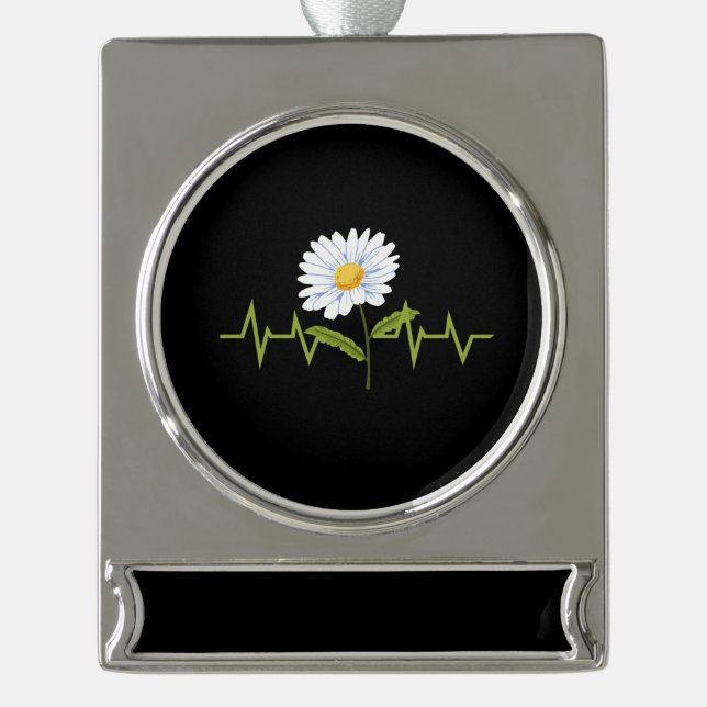 Adorno Con Rótulo Plateado Daisy Heartbeat (Anverso)