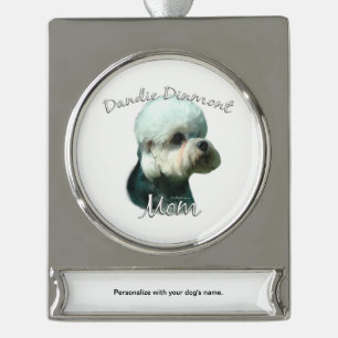 Adorno Con Rótulo Plateado Dandie Dinmont Terrier Mom 2