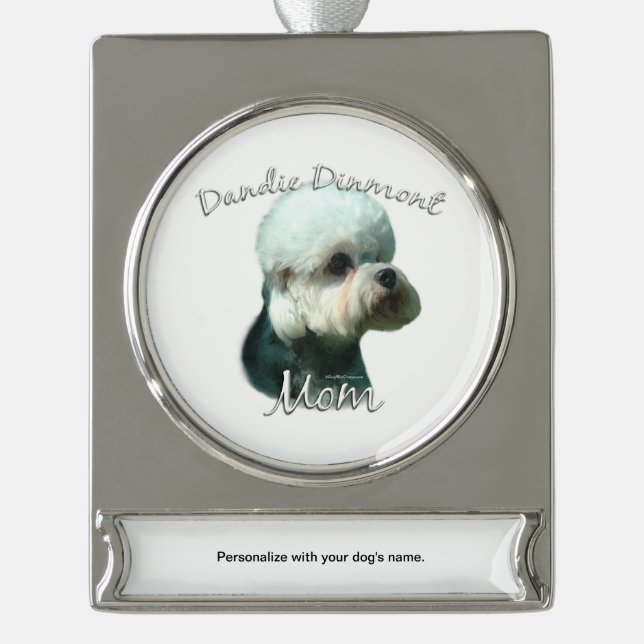 Adorno Con Rótulo Plateado Dandie Dinmont Terrier Mom 2 (Anverso)