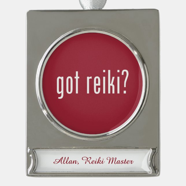 Adorno Con Rótulo Plateado Diseños de Reiki (Anverso)