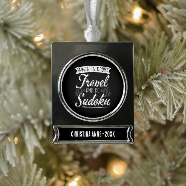 Adorno Con Rótulo Plateado El amante del rompecabezas del Sudoku Viajero del  (Árbol)