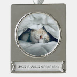Adorno Con Rótulo Plateado El hogar es donde mi gato toma una siesta personal