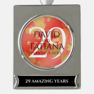 Adorno Con Rótulo Plateado Elegante 29° Aniversario del Boda de Garnet
