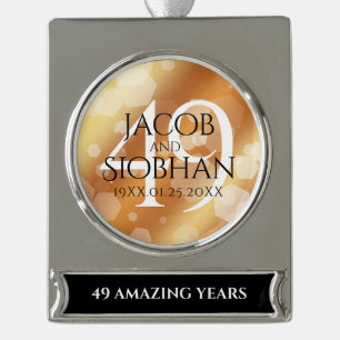 Adorno Con Rótulo Plateado Elegante 49º Aniversario de Bodas de Cobre