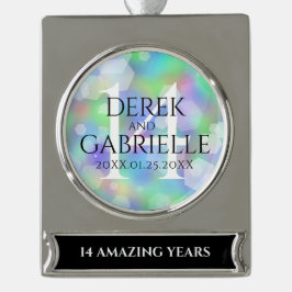 Adorno Con Rótulo Plateado Elegante celebración del 14º Aniversario del Boda 