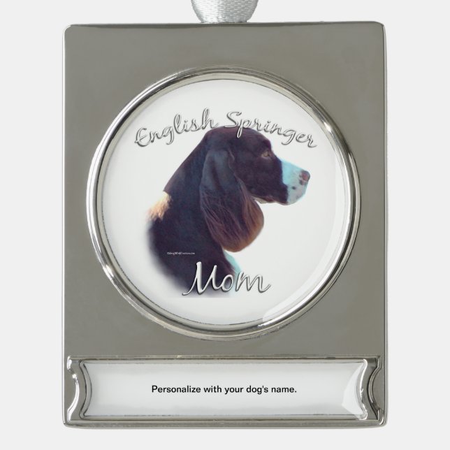 Adorno Con Rótulo Plateado English Springer Spaniel Mom 2 (Anverso)