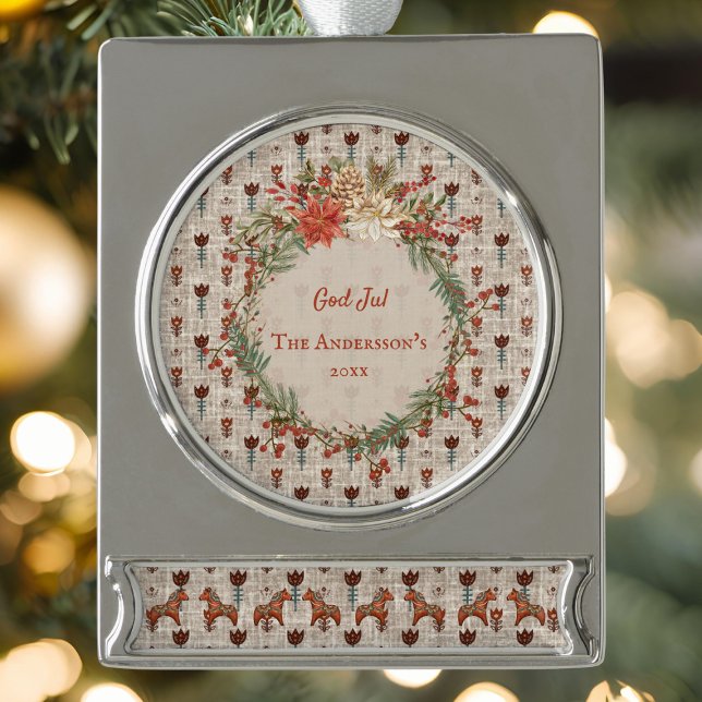 Adorno Con Rótulo Plateado Escandinavia Navidades de Arte Popular Dalecarlia (Subido por el creador)
