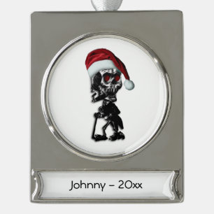 Adorno Con Rótulo Plateado Esqueleto de los Navidades fumadores de cigarros