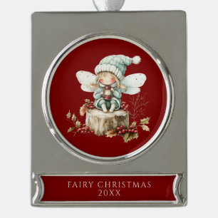Adorno Con Rótulo Plateado Fairy Merry Christmas