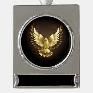Adorno Con Rótulo Plateado Falsa paloma de paz del Relieve metalizado dorado