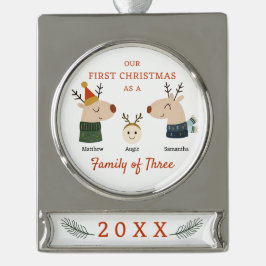 Adorno Con Rótulo Plateado Familia de la Primera Navidad