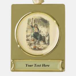 Adorno Con Rótulo Plateado Fantasma de la Navidad Presente Scrooge