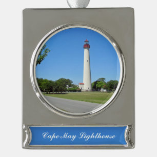 Adorno Con Rótulo Plateado Faro de Cape May