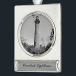 Adorno Con Rótulo Plateado Faro de Currituck<br><div class="desc">Faro de Currituck</div>
