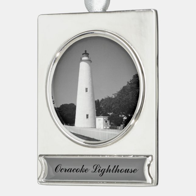 Adorno Con Rótulo Plateado Faro de Ocracoke (Izquierda)