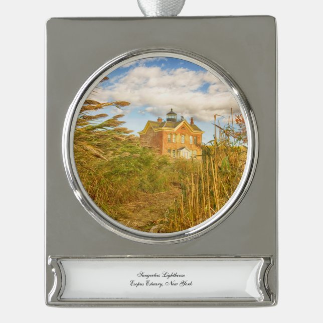 Adorno Con Rótulo Plateado Faro de Saugerties (Anverso)
