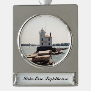 Adorno Con Rótulo Plateado Faro del Lago Erie