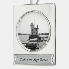 Adorno Con Rótulo Plateado Faro del Lago Erie